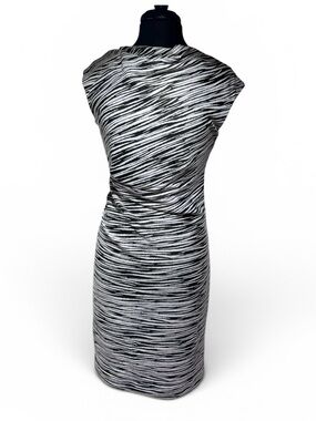 Katherine Kelly Black White Ruched Sheath Dress Size 10